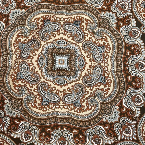 Gina Ruccini Square Scarf Brown Beige Paisley made in Italy - Picture 3 of 11